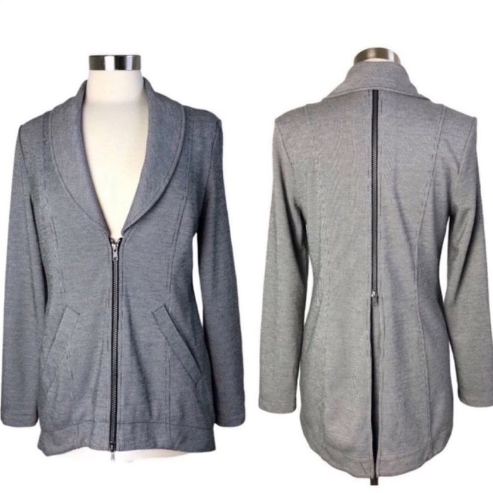 CABI Drop Off Pinstripe Zipper Sweater Jacket Blazer 5300 Size S